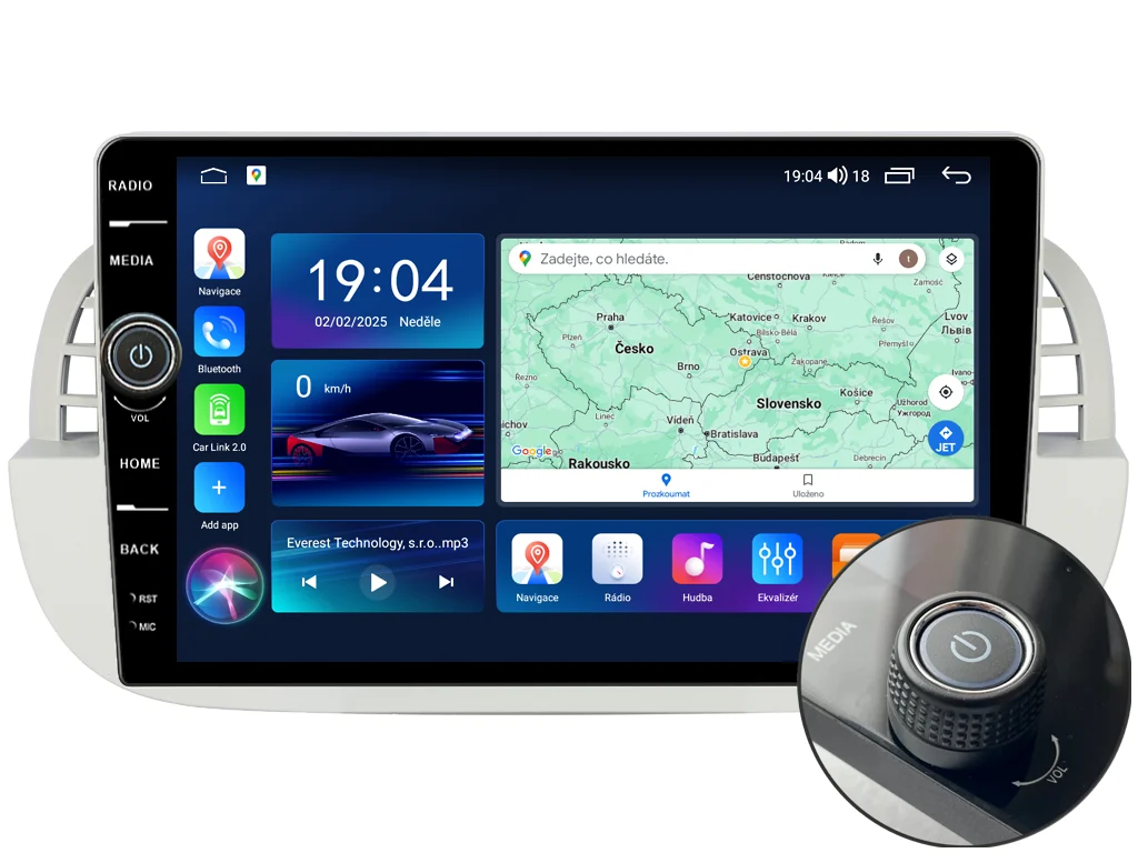 EVEREST 2DIN AUTORÁDIO EVE212 ANDROID, FIAT 500