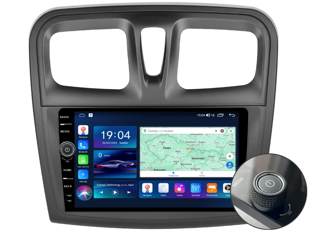 EVEREST 2DIN AUTORÁDIO EVE78 ANDROID, DACIA LOGAN II, SANDERO II S HRANATÝMI PRŮDUCHY