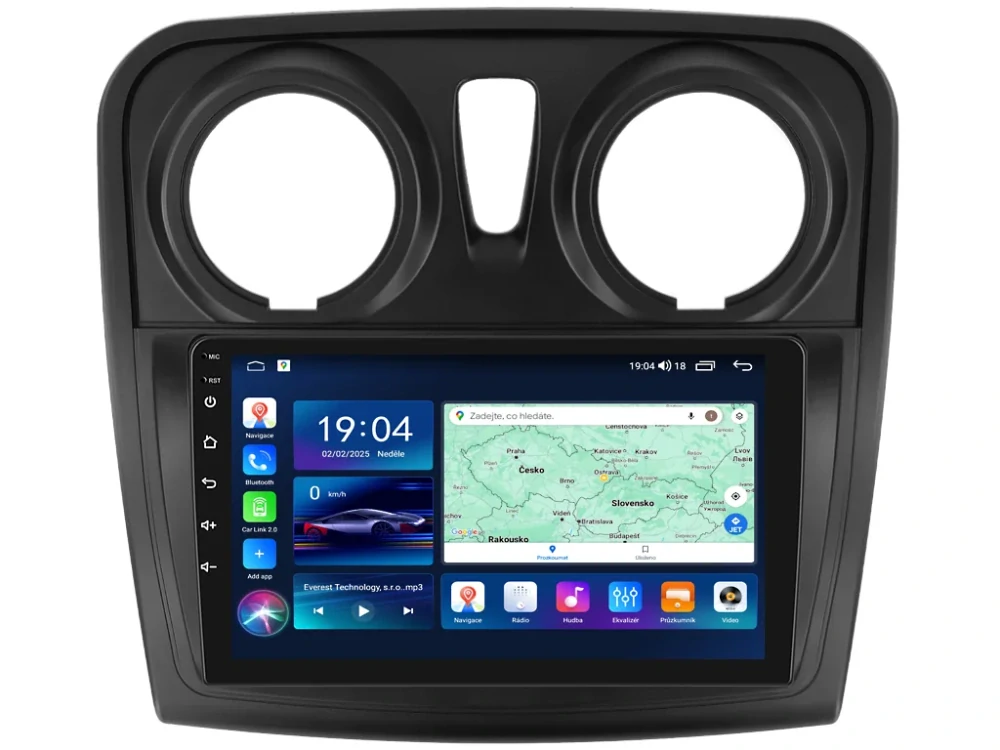 EVEREST 2DIN AUTORÁDIO EVT79 ANDROID, DACIA LOGAN II, SANDERO II KULATÝMI PRŮDUCHY