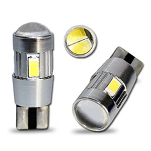 LED T10 BÍLÁ, 12V, 6LED/5630SMD S ČOČKOU 2 KS