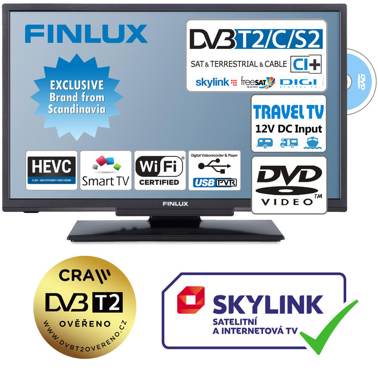 FINLUX TV24FDM5760-T2 SAT DVD SMART WIFI 12V-