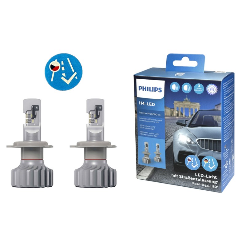 PHILIPS LED H4 ULTINON PRO6000 HL +230% 2KS