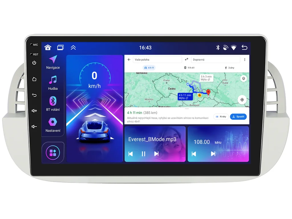 BMODE 2DIN AUTORÁDIO BEV212 ANDROID, FIAT 500