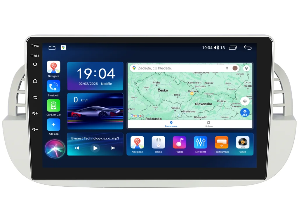 EVEREST 2DIN AUTORÁDIO EVT212 ANDROID, FIAT 500