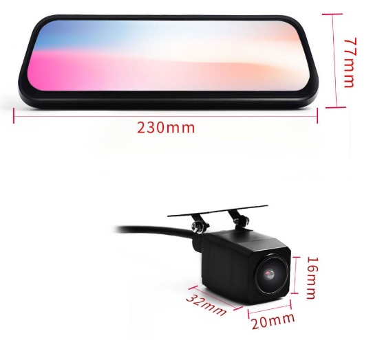 LCD MONITOR 8,5" S DUAL DVR KAMEROU V ZRCÁTKU PRO OEM MONTÁŽ
