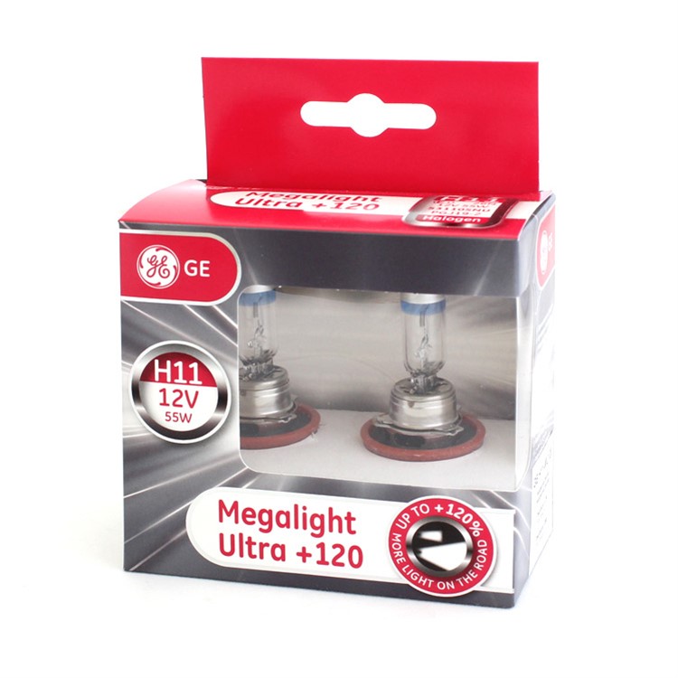 HALOGENOVÁ ŽÁROVKA GE MEGALIGHT ULTRA H11-MU120, H11 12V 55W 2 KS