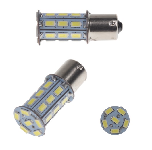 LED BAU15s bílá, 12V, 27LED/3SMD 2 KS