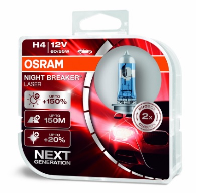 AUTOŽÁROVKA OSRAM NIGHT BREAKER LASER H4 12V 60/55W NEXT GENERATION 2 KS