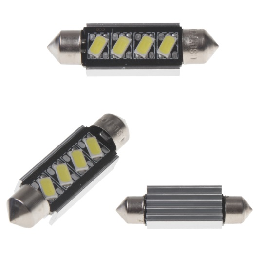 LED ŽÁROVKA sufit (42mm) BÍLÁ, 12V, 4LED/5630SMD S CHLADIČEM 2 KS