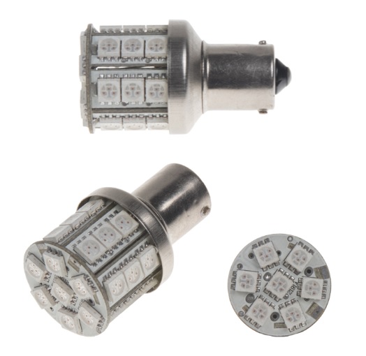 LED BAU15s ČERVENÁ 12V, 28LED/3SMD