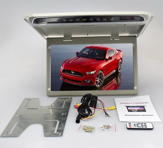 STROPNÍ LCD MONITOR 15,6" USB/SD/HDMI/IR/FM ŠEDÝ NEOTOČNÝ