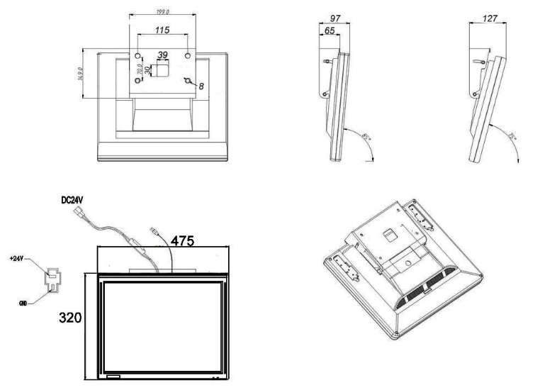 STROPNÍ MONITOR 23,6" S FIXNÍM DRŽÁKEM