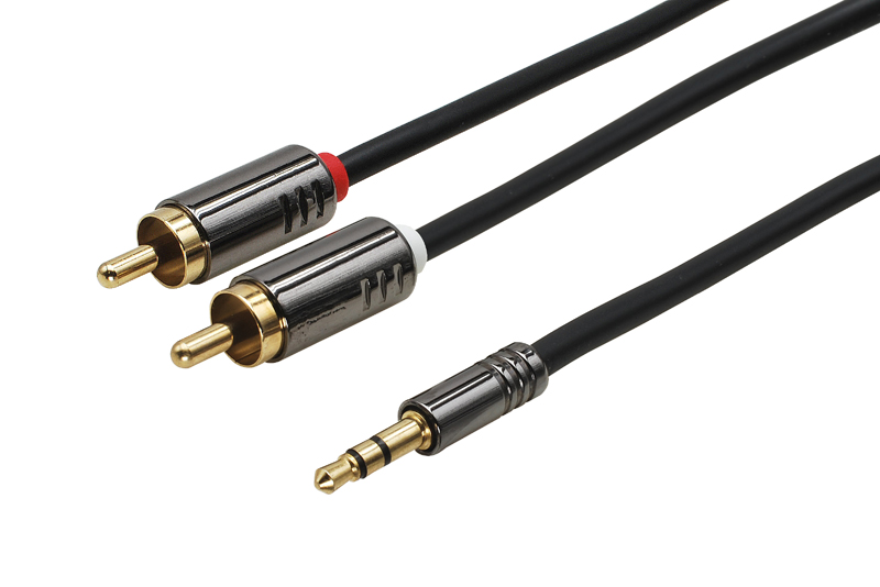 SIGNÁLOVÝ KABEL HQ JACK 3,5MM - 2xCINCH DÉLKA 100CM