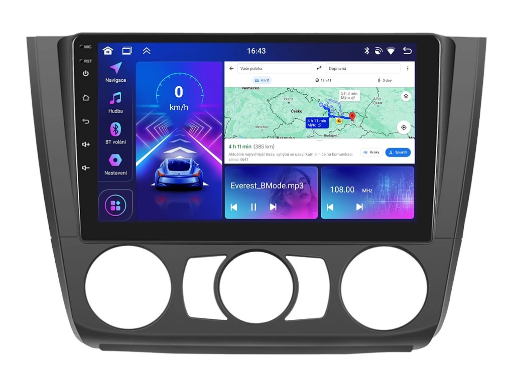 BMODE 2DIN AUTORÁDIO BEV40 ANDROID, BMW E81 / E82 / E87 / E88 S MANUÁLNÍ KLIMATIZACÍ