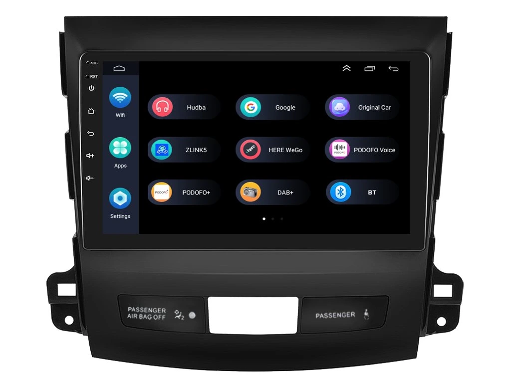PODOFO 2DIN AUTORÁDIO PEV77 ANDROID, MITSUBISHI OUTLANDER II / CITROEN C-CROSSER / PEUGEOT 4007