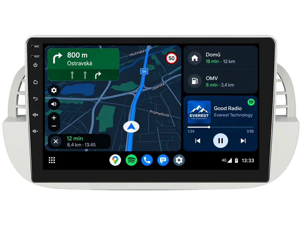ISUDAR 2DIN AUTORÁDIO Q74X-IEV212 ANDROID FIAT 500