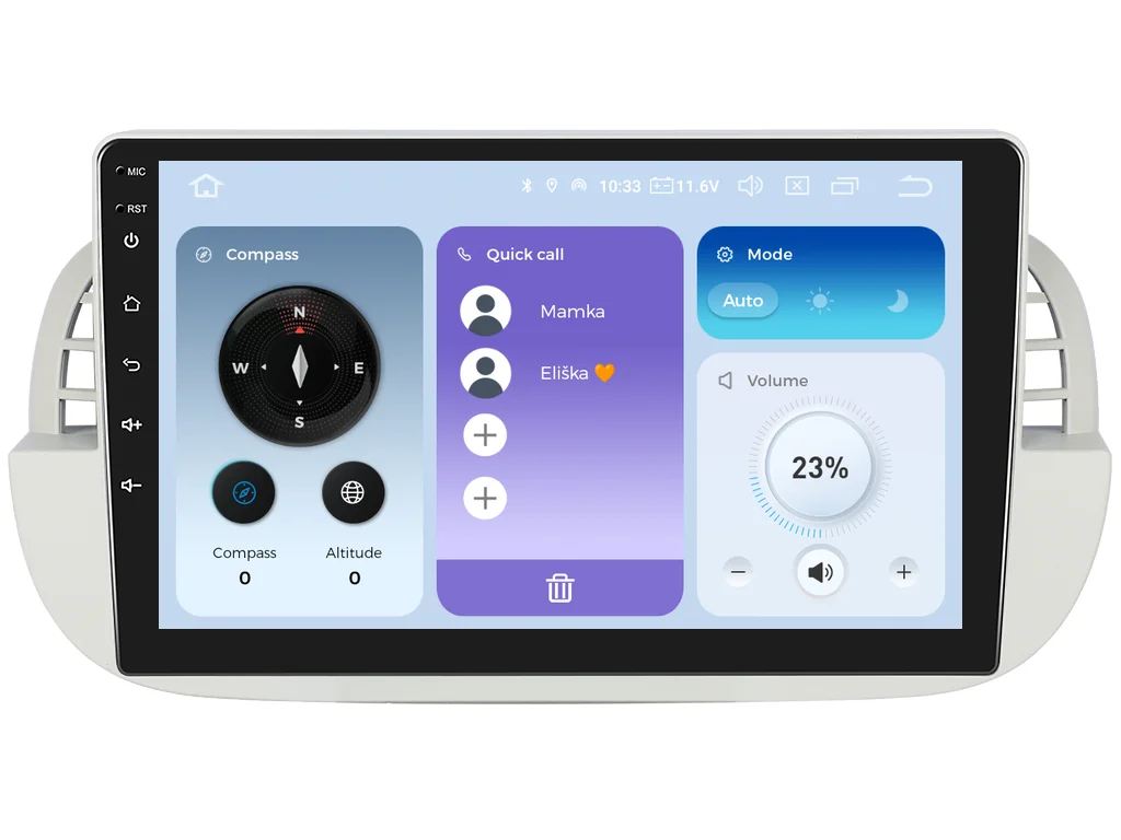 XTRONS 2DIN AUTORÁDIO IQP-XEV212 ANDROID, FIAT 500