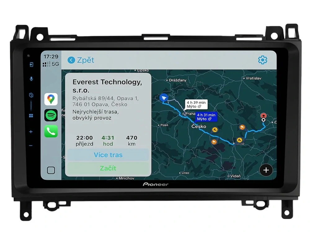 PIONEER 2DIN AUTORÁDIO SPH-PF97BT, MERCEDES-BENZ A / B / V / VIANO / VITO / SPRINTER / VW CRAFTER