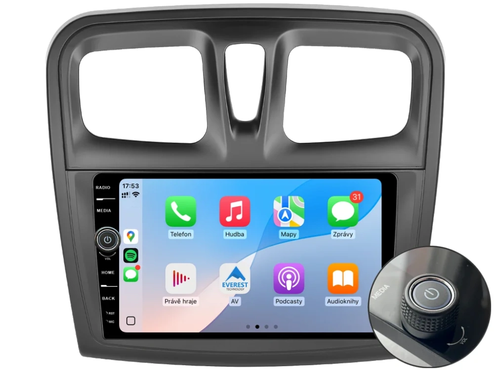 EVEREST 2DIN AUTORÁDIO EVE78 ANDROID, DACIA LOGAN II, SANDERO II S HRANATÝMI PRŮDUCHY