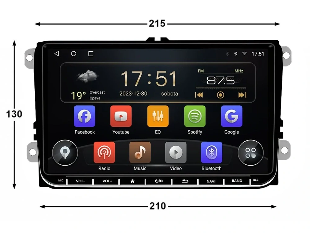 ISUDAR 2DIN AUTORÁDIO T72-VW0907 ANDROID S GPS